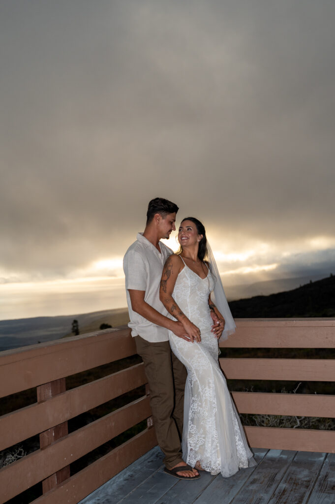 A beautiful couple celebrates their elopement in Hawai'i's Volcano National Park
